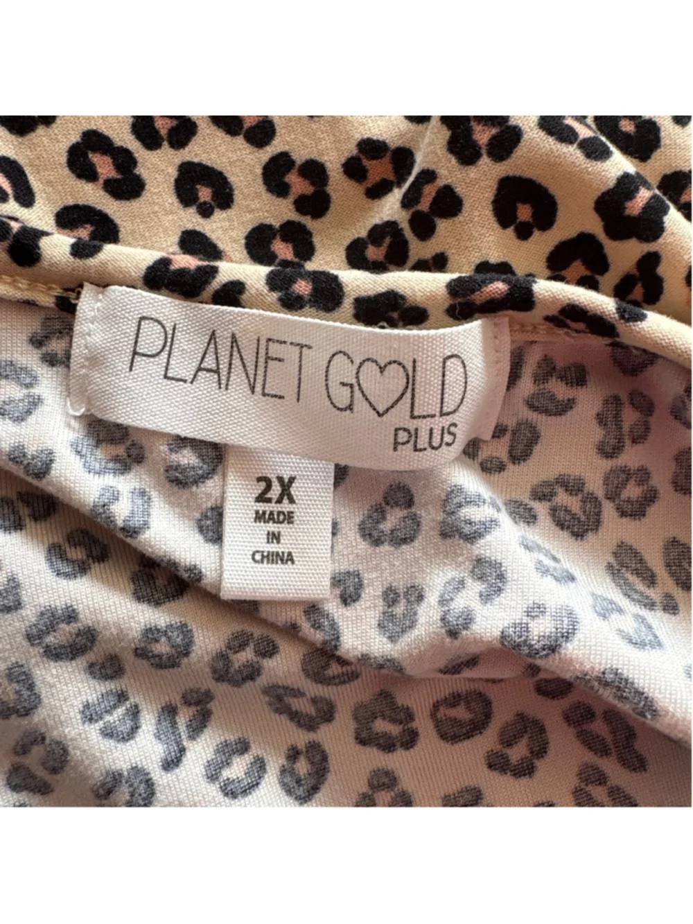 Planet Gold Plus 2X Tan Black Leopard Print Tiered Dress